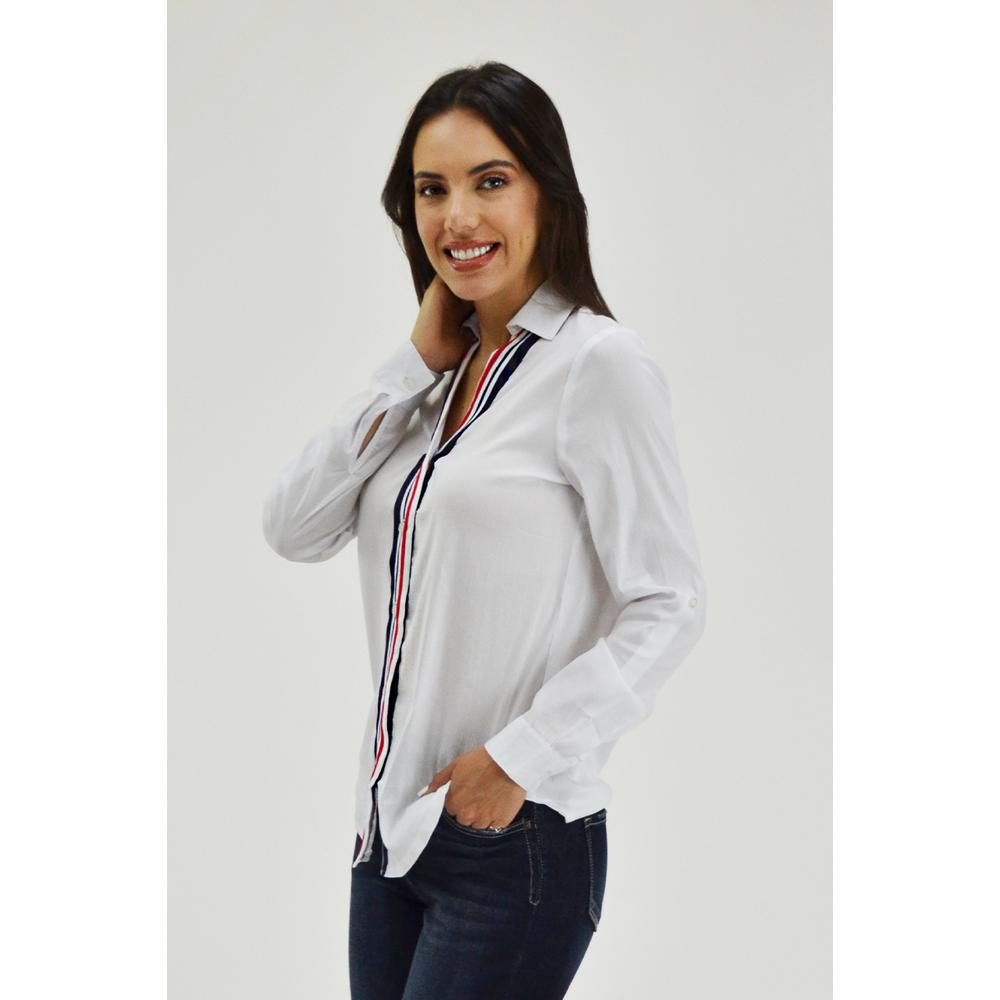 Foto 3 pulgar | Camisa Manga Larga Roman Fashion 0298 Blanca para Mujer