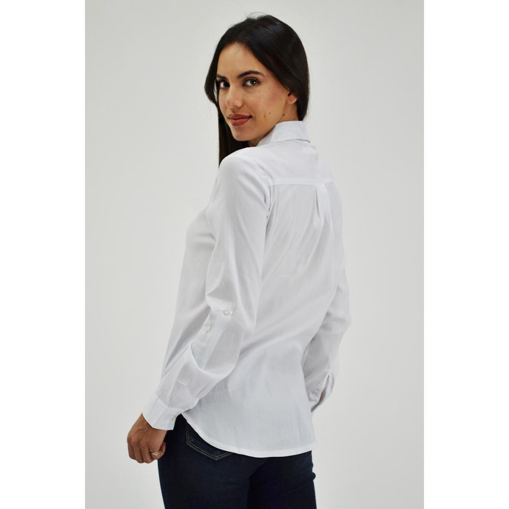 Foto 4 pulgar | Camisa Manga Larga Roman Fashion 0298 Blanca para Mujer
