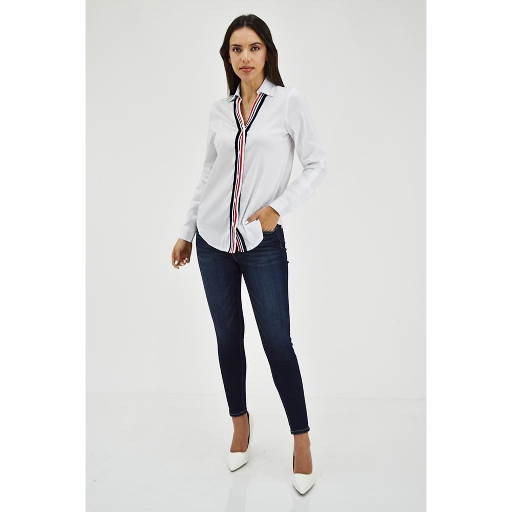Foto 6 pulgar | Camisa Manga Larga Roman Fashion 0298 Blanca para Mujer