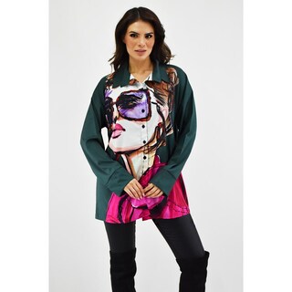 Foto 5 | Camisa Estampada Roman Fashion Juvenil 027 Verde Oscuro