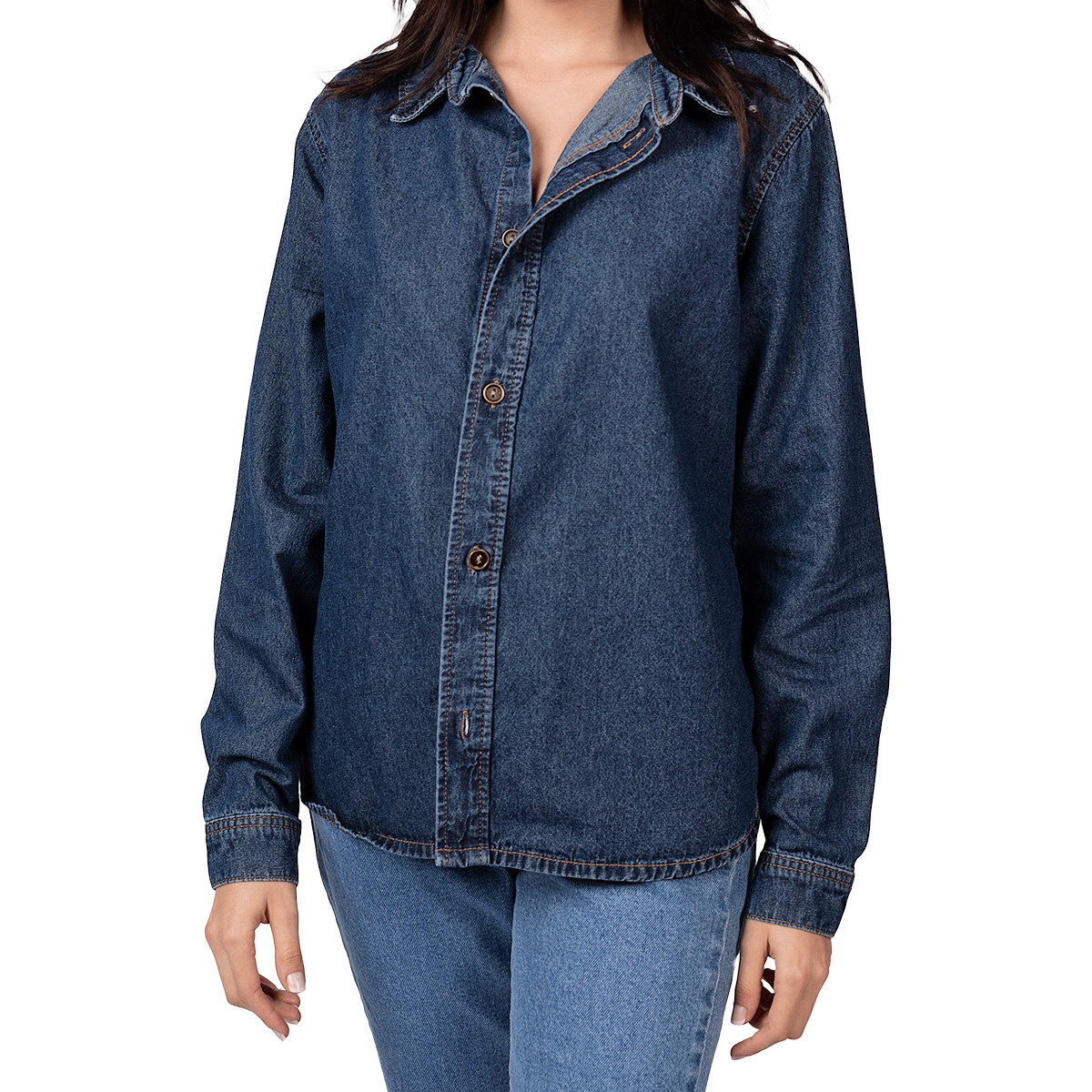 Camisa de Mezclilla MCHK Azul Lisa para Dama