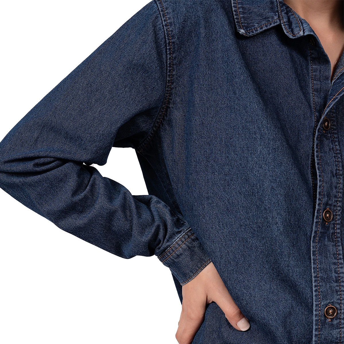 Foto 5 pulgar | Camisa de Mezclilla MCHK Azul Lisa para Dama