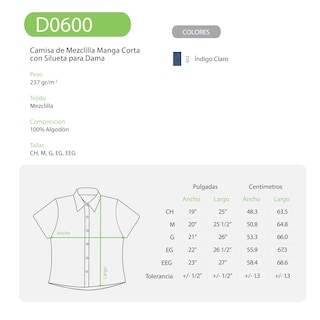 Foto 3 | Camisa de Mezclilla Yazbek Índigo 100% Algodón para Dama