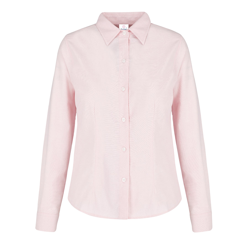 Camisa Oxford Manga Larga color Rosa  75% Algodón Y 25% Poliéster para Dama
