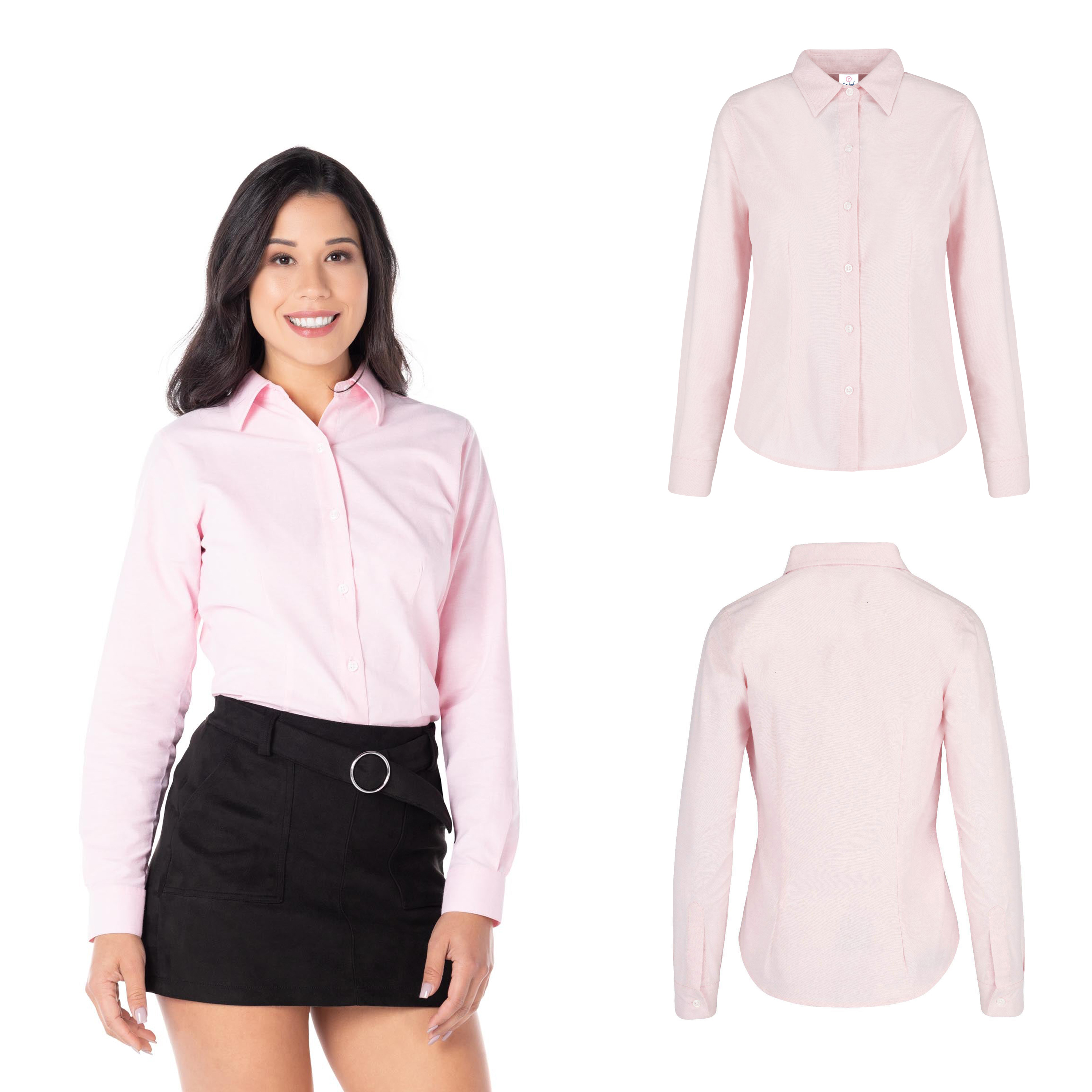 Foto 3 pulgar | Camisa Oxford Manga Larga color Rosa  75% Algodón Y 25% Poliéster para Dama