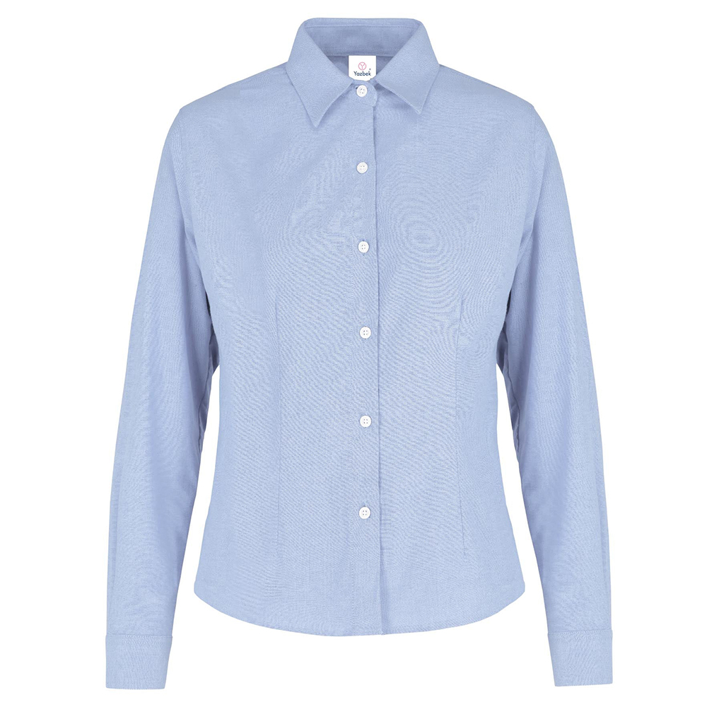 Camisa Oxford Manga Larga Azul Cielo 75% Algodón y 25% Poliéster para Dama