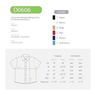 Foto 3 | Camisa de Gabardina Manga Corta Roja 50% Algodón y 50% Poliéster para Dama