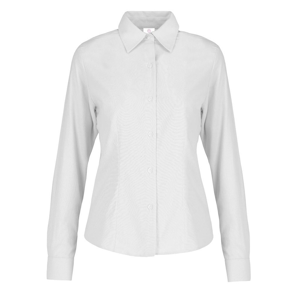 Foto 2 pulgar | Camisa Oxford Manga Larga para Dama Blanca 75% Algodón y 25% Poliéster