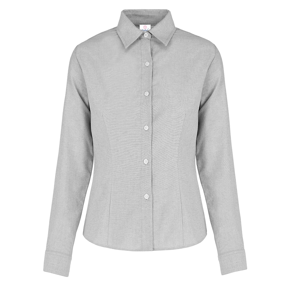 Foto 2 pulgar | Camisa Oxford Manga Larga Para Dama, Color Gris, 75% Algodón Y 25% Poliéster.