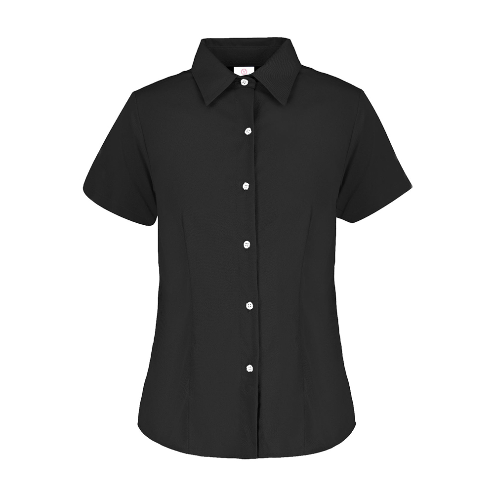 Foto 2 pulgar | Camisa de Gabardina Manga Corta Negra 50% Algodón y 50% Poliéster para Dama