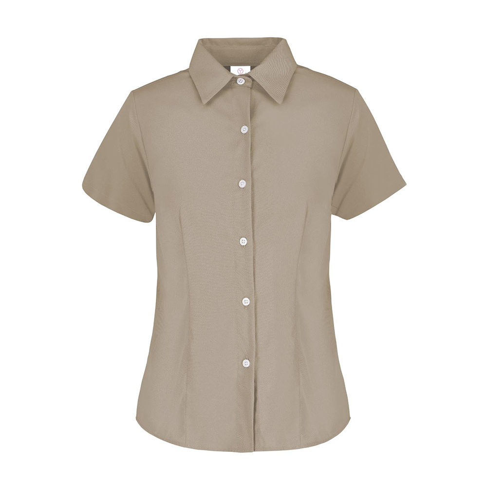 Foto 2 pulgar | Camisa de Gabardina Manga Corta Beige 50% Algodón y 50% Poliéster para Dama