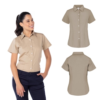 Foto 2 | Camisa de Gabardina Manga Corta Beige 50% Algodón y 50% Poliéster para Dama