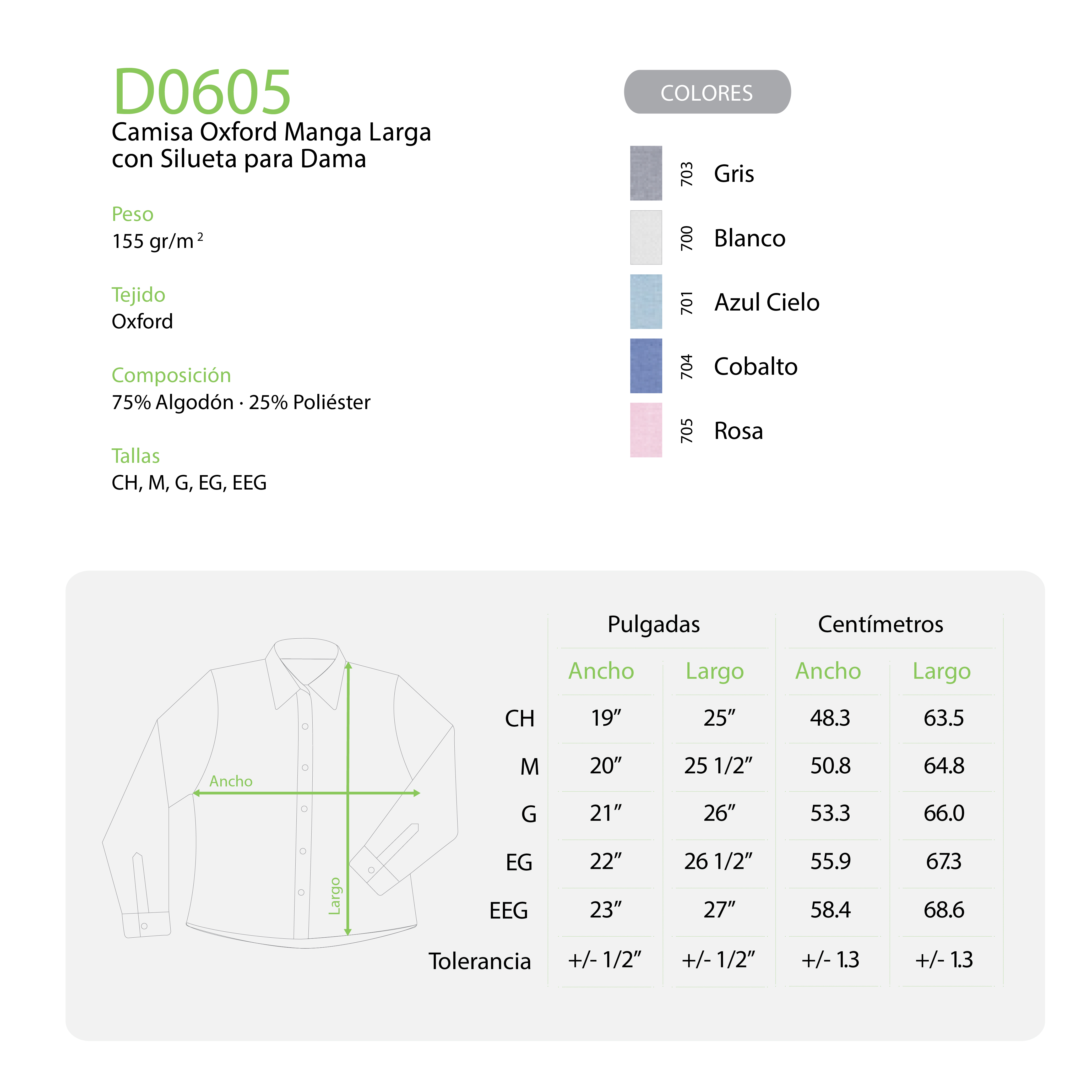 Foto 4 pulgar | Camisa Oxford Manga Larga Para Dama, Color Cobalto, 75% Algodón Y 25% Poliéster.
