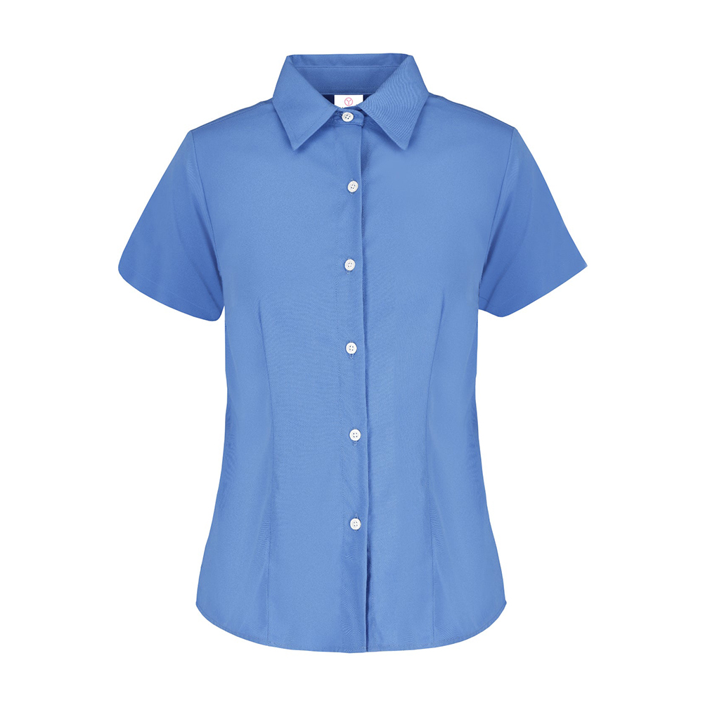 Foto 2 pulgar | Camisa De Gabardina Manga Corta color Azul Francia,  50% Algodón Y 50% Poliéster  para Dama