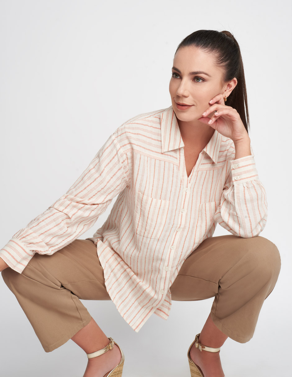 Foto 4 | Camisa Devendi Color Multicolor Lino