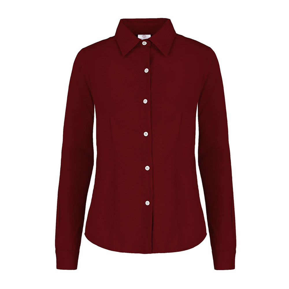Camisa de Gabardina  Yazbek Manga Larga Vino para Dama