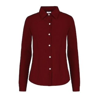 Foto 1 | Camisa de Gabardina Yazbek Manga Larga Vino para Dama