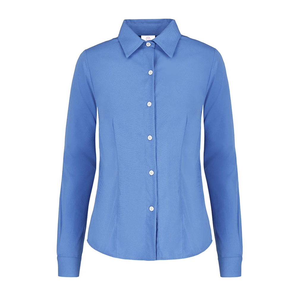 Camisa Yazbek de Gabardina Manga Larga Azul Francia para Dama