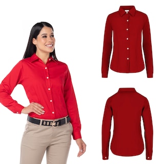 Foto 2 | Camisa de Gabardina Yazbek Manga Larga para Dama Rojo