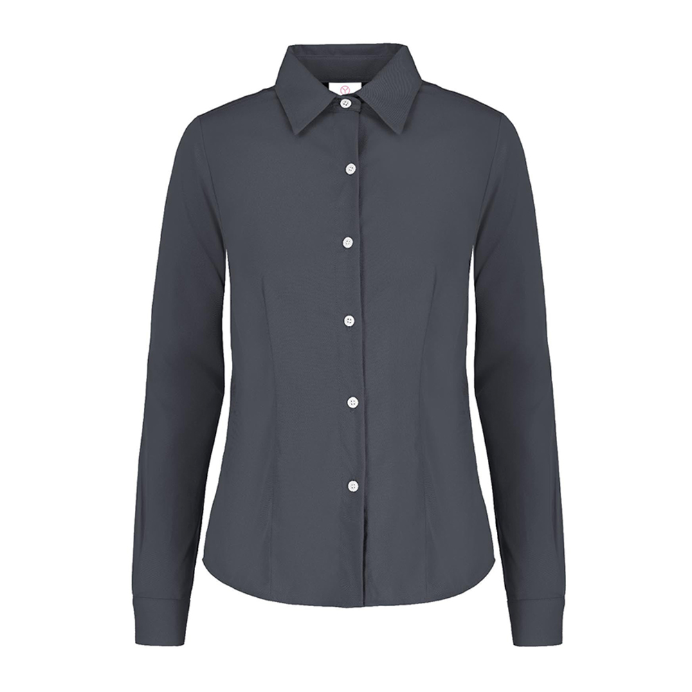 Foto 2 pulgar | Camisa de Gabardina Yazbek Manga Larga Gris para Dama