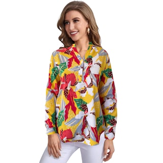 Foto 1 | Camisa de Mujer Manga Larga Multicolor con Estampado Floral