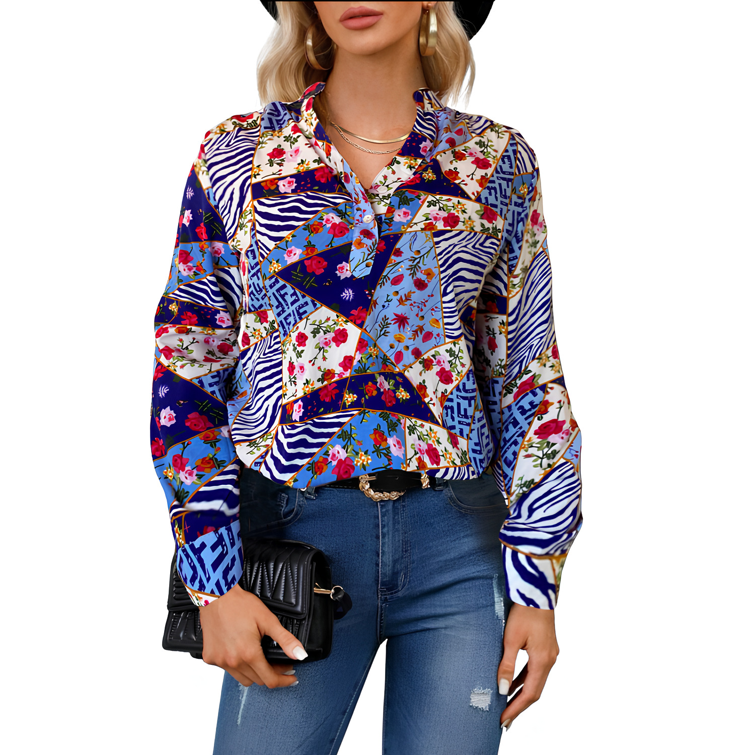 Camisa de Mujer Manga Larga Elegante Multicolor