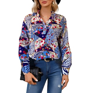 Foto 1 | Camisa de Mujer Manga Larga Elegante Multicolor