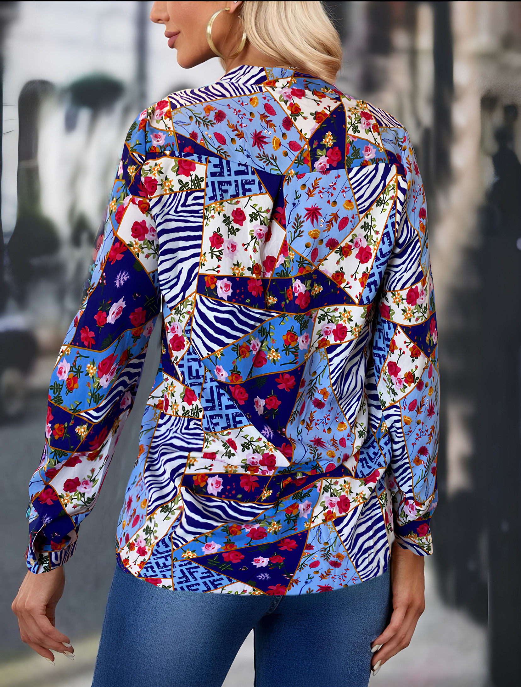 Foto 3 pulgar | Camisa de Mujer Manga Larga Elegante Multicolor