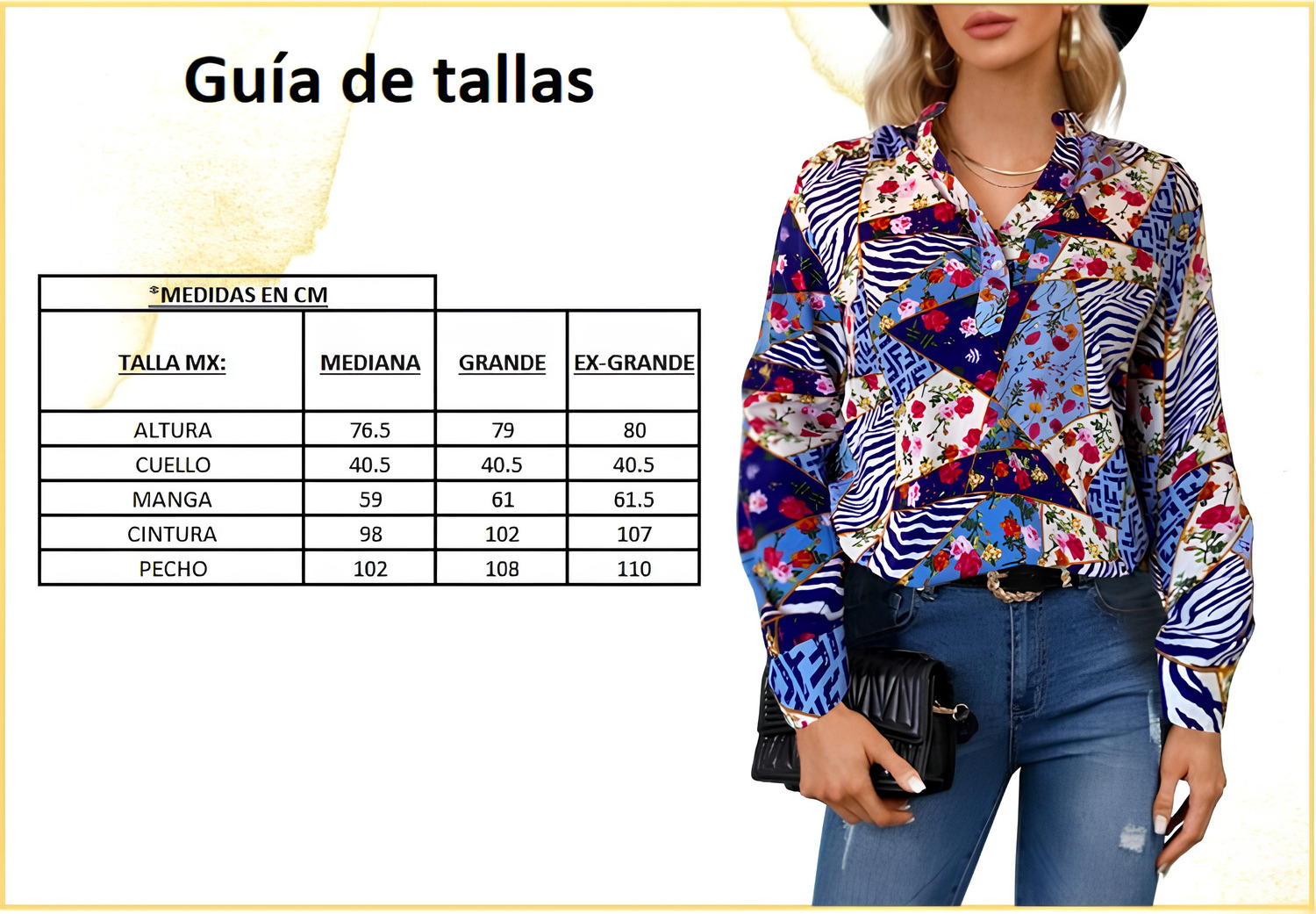 Foto 6 pulgar | Camisa de Mujer Manga Larga Elegante Multicolor