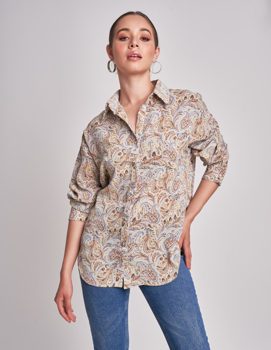 Foto 1 | Camisa Devendi Color Multicolor Estampada Recta