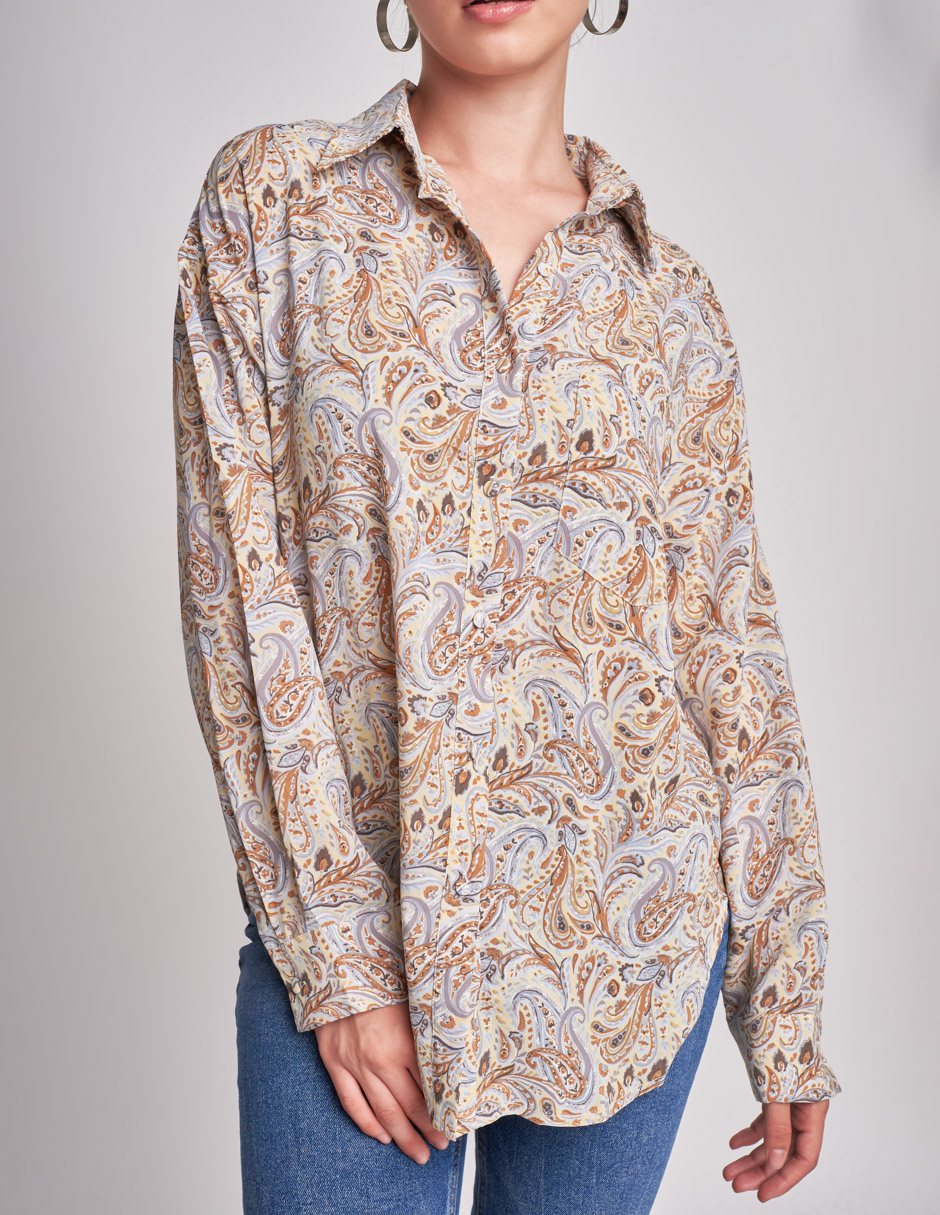 Foto 2 | Camisa Devendi Color Multicolor Estampada Recta
