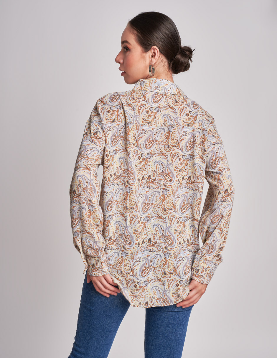 Foto 4 pulgar | Camisa Devendi Color Multicolor Estampada Recta