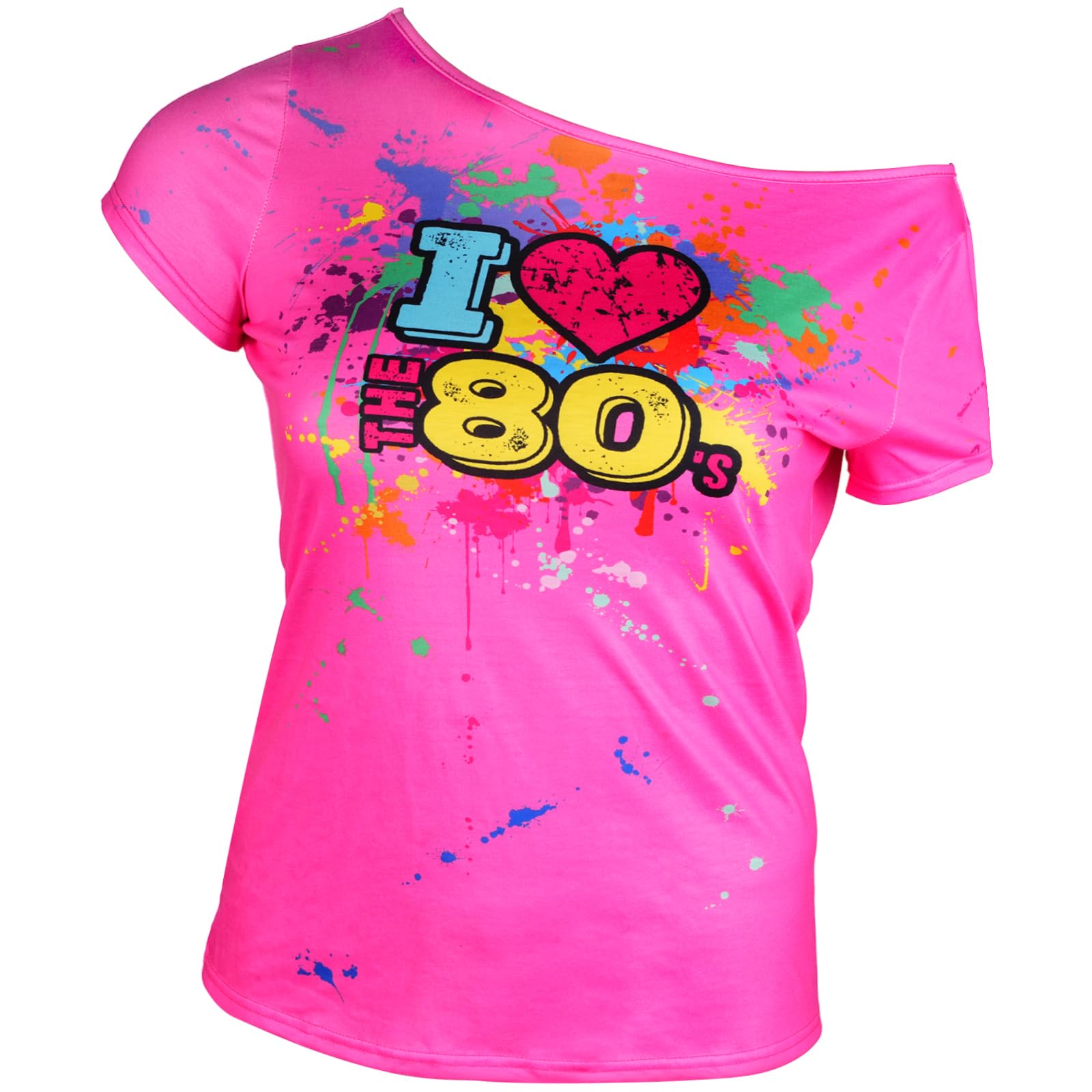 Foto 2 pulgar | Camiseta Con Hombros Descubiertos Costume Geyoga I Love The 80's Para Mujer - Venta Internacional.