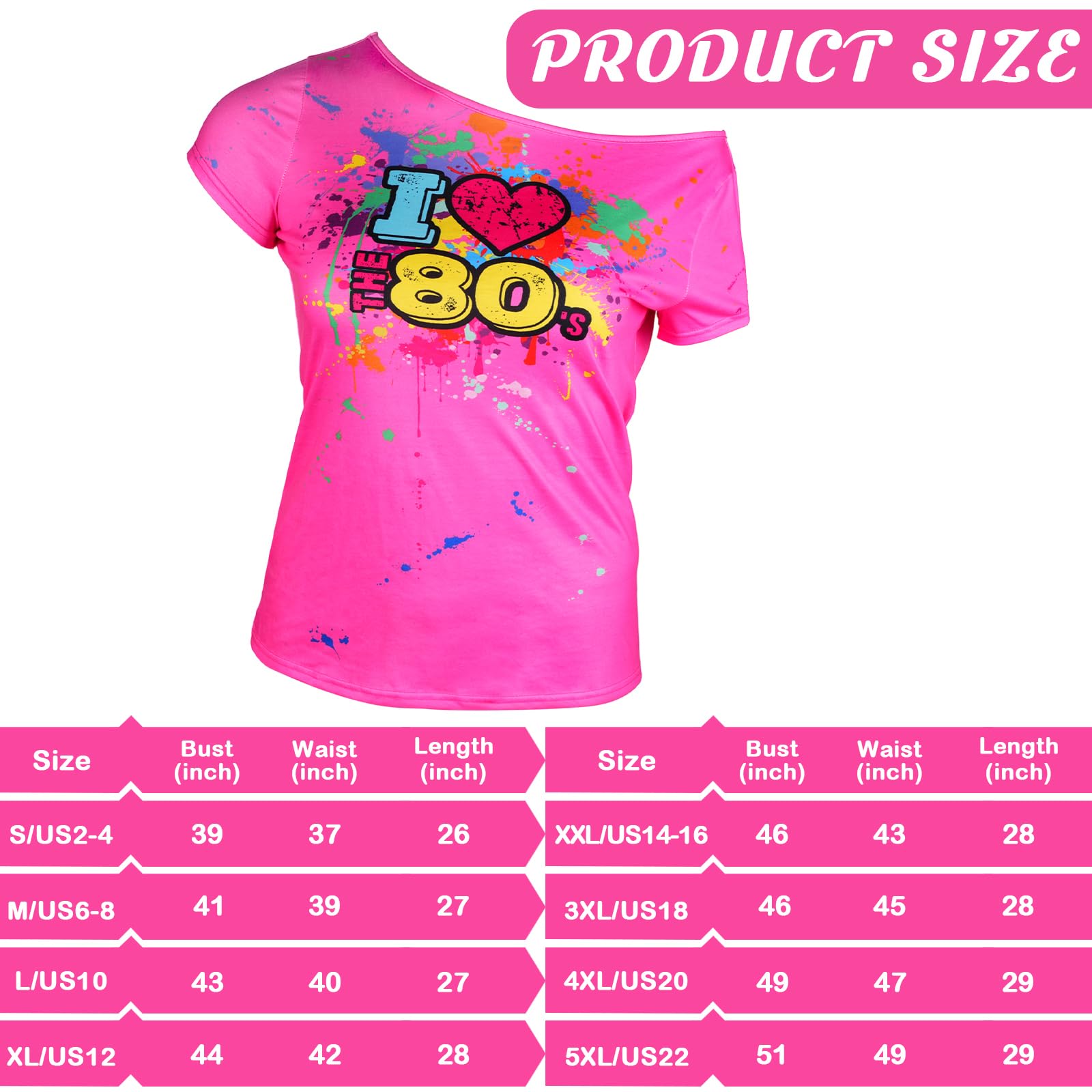 Foto 3 pulgar | Camiseta Con Hombros Descubiertos Costume Geyoga I Love The 80's Para Mujer - Venta Internacional.