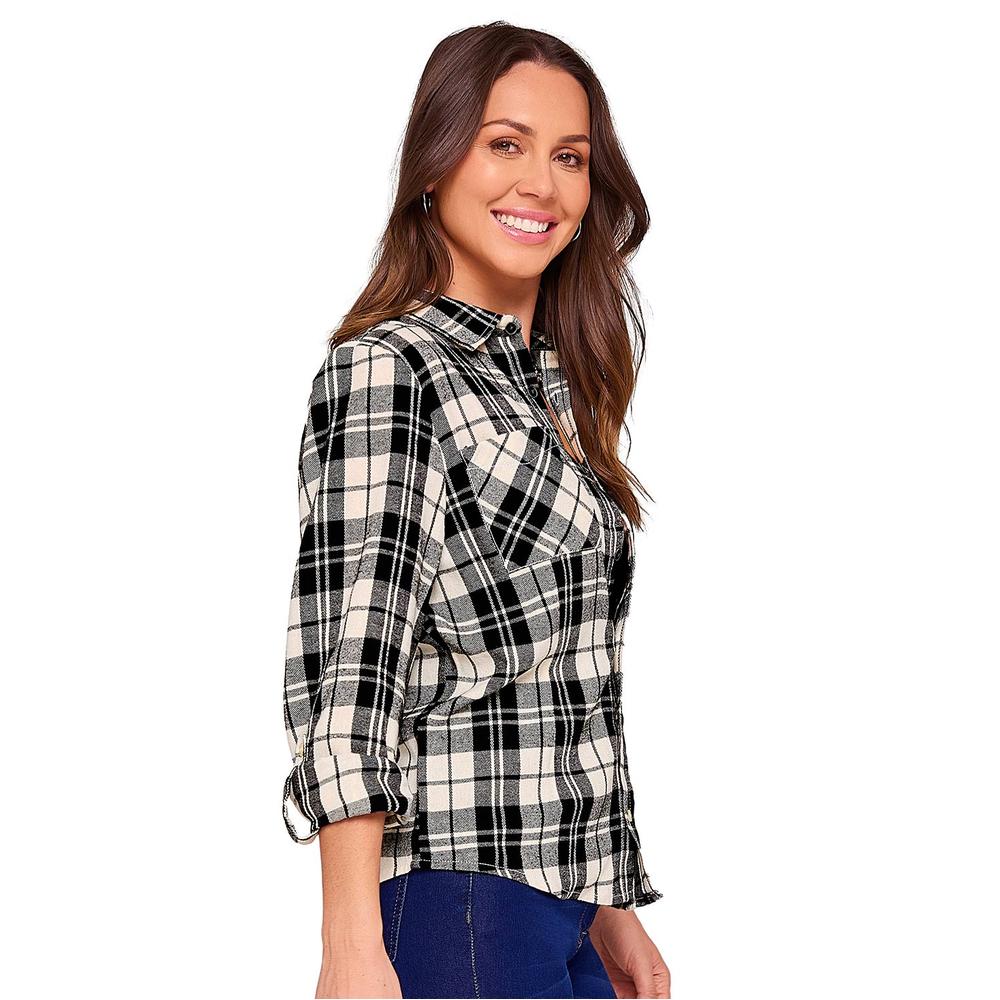 Foto 4 pulgar | Camisa De Franela Ilusión 81204 Negro