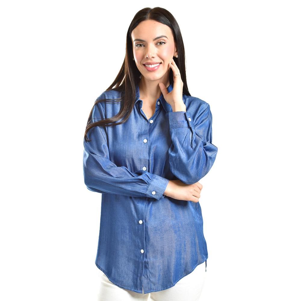 Foto 2 pulgar | Camisa Satinada Roman Fashion / Juvenil, 1016 (azul Marino) Azul Marino
