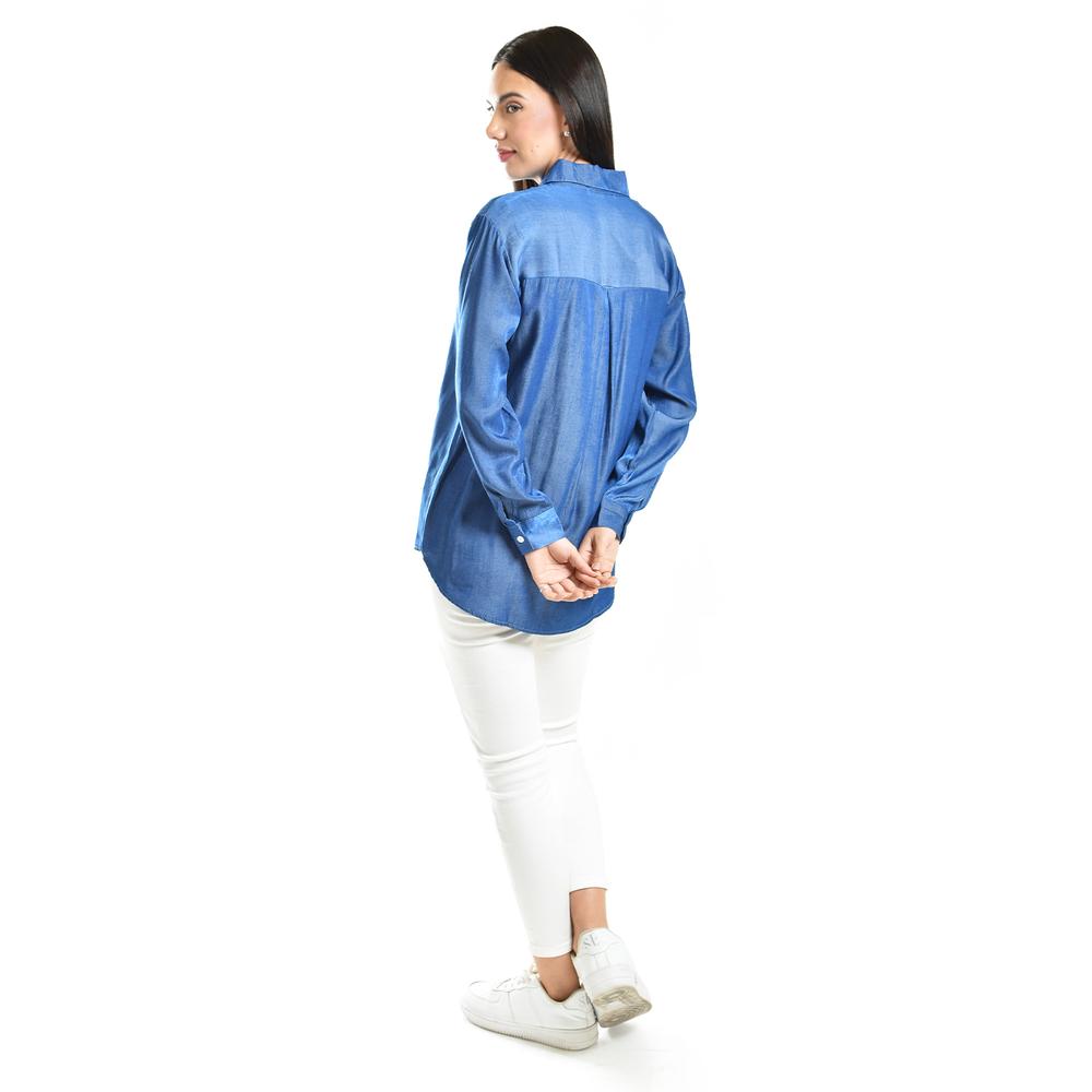 Foto 3 | Camisa Satinada Roman Fashion / Juvenil, 1016 (azul Marino) Azul Marino
