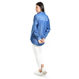 Foto 3 | Camisa Satinada Roman Fashion / Juvenil, 1016 (azul Marino) Azul Marino