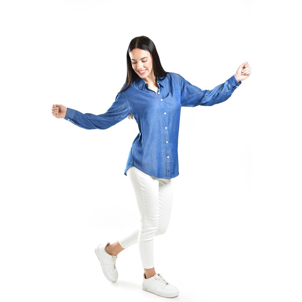 Foto 6 | Camisa Satinada Roman Fashion / Juvenil, 1016 (azul Marino) Azul Marino
