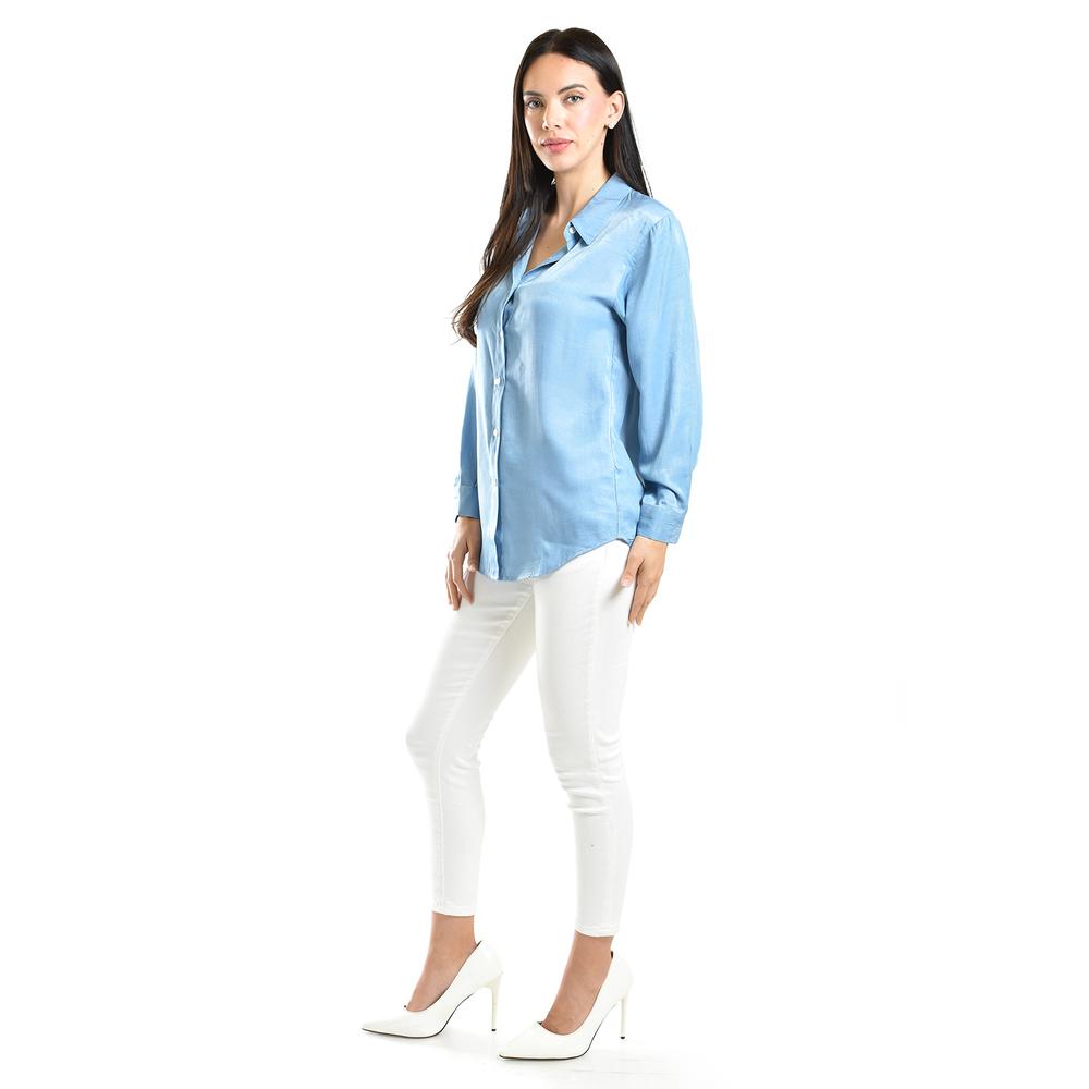 Foto 3 pulgar | Camisa Satinada Roman Fashion / Juvenil, 1016 (azul Claro) Azul Cielo