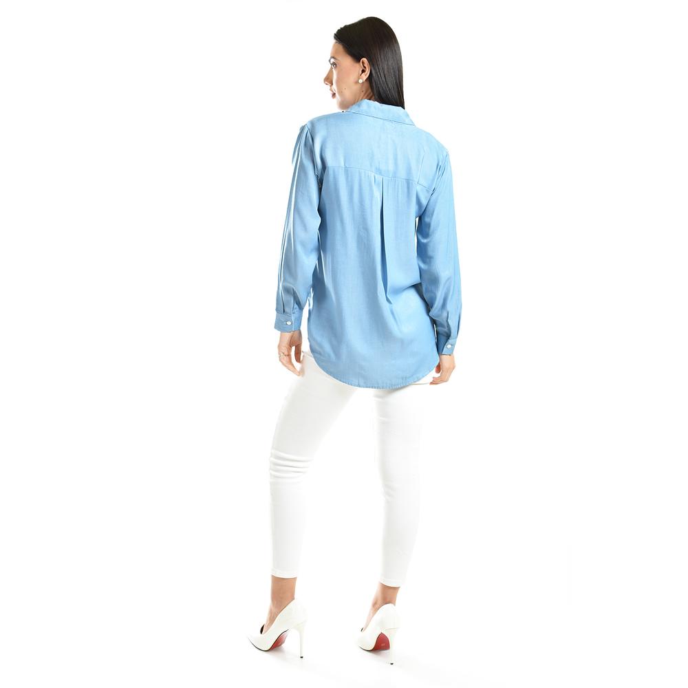 Foto 4 pulgar | Camisa Satinada Roman Fashion / Juvenil, 1016 (azul Claro) Azul Cielo