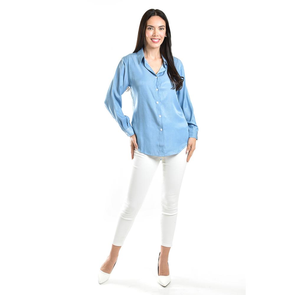 Foto 5 pulgar | Camisa Satinada Roman Fashion / Juvenil, 1016 (azul Claro) Azul Cielo