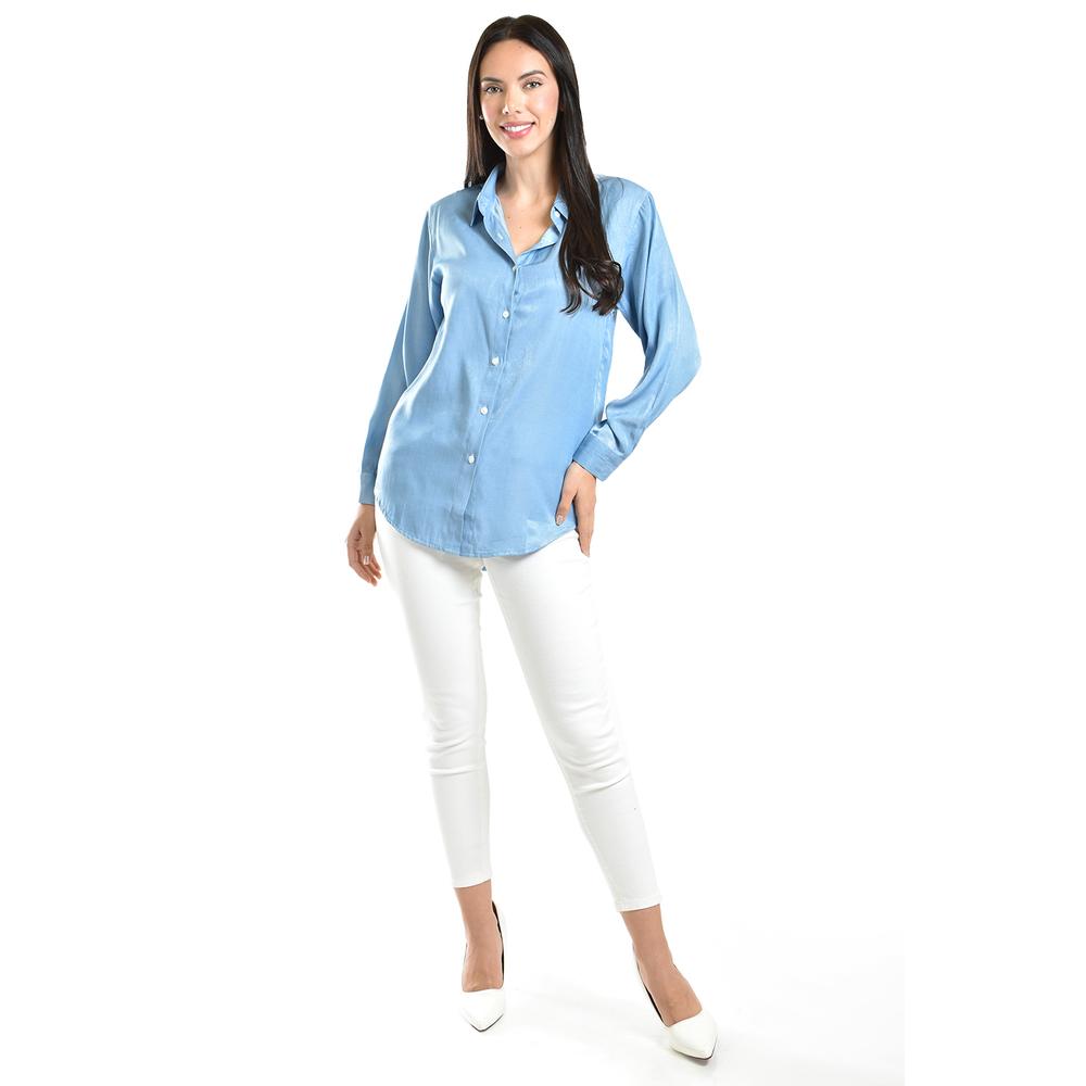 Foto 5 | Camisa Satinada Roman Fashion / Juvenil, 1016 (azul Claro) Azul Cielo