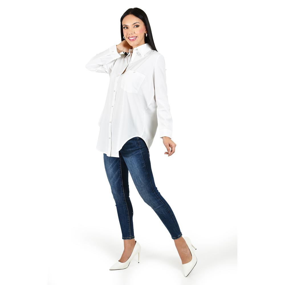 Foto 3 pulgar | Camisa Con Boton De Perla Roman Fashion /juvenil, 5103 (blanco) Blanco