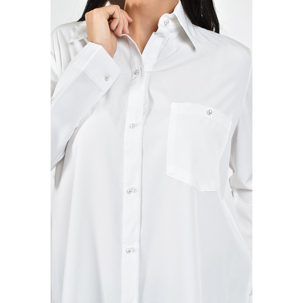 Foto 5 pulgar | Camisa Con Boton De Perla Roman Fashion /juvenil, 5103 (blanco) Blanco