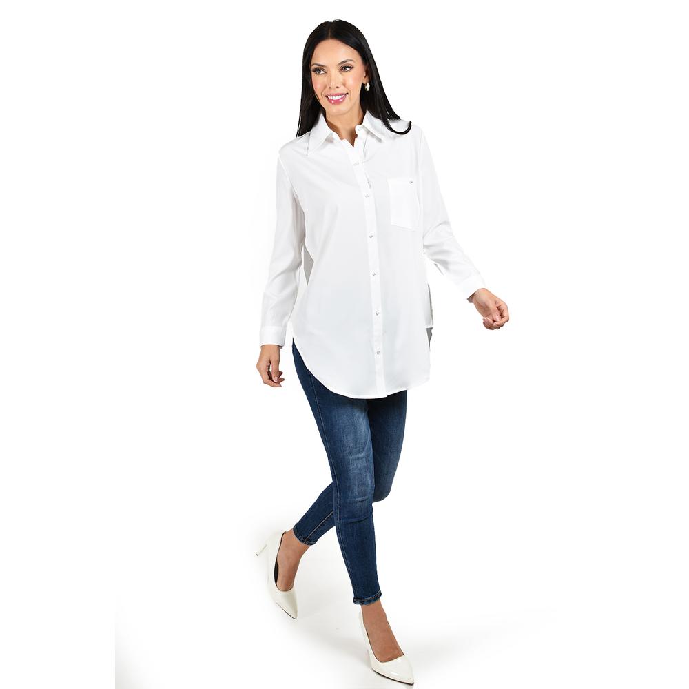 Foto 6 pulgar | Camisa Con Boton De Perla Roman Fashion /juvenil, 5103 (blanco) Blanco