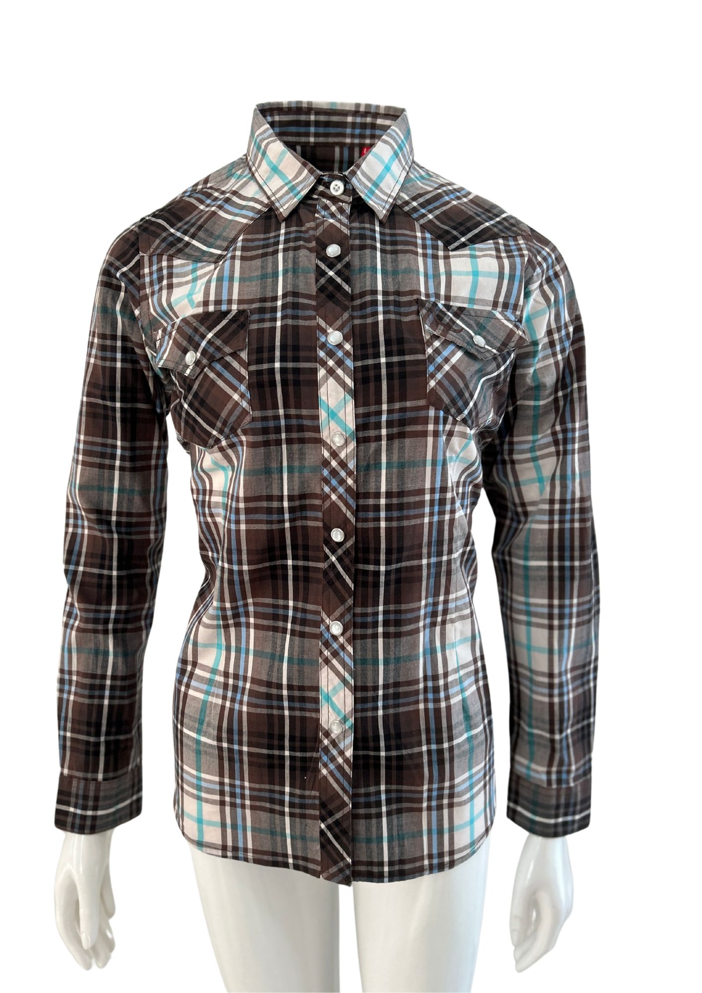Camisa Manga Larga McAllen Café a Cuadros para Mujer