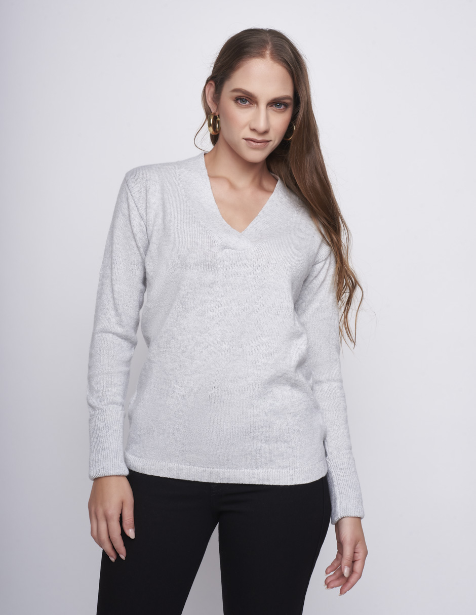 Foto 2 pulgar | Suéter Devendi color Gris para Mujer