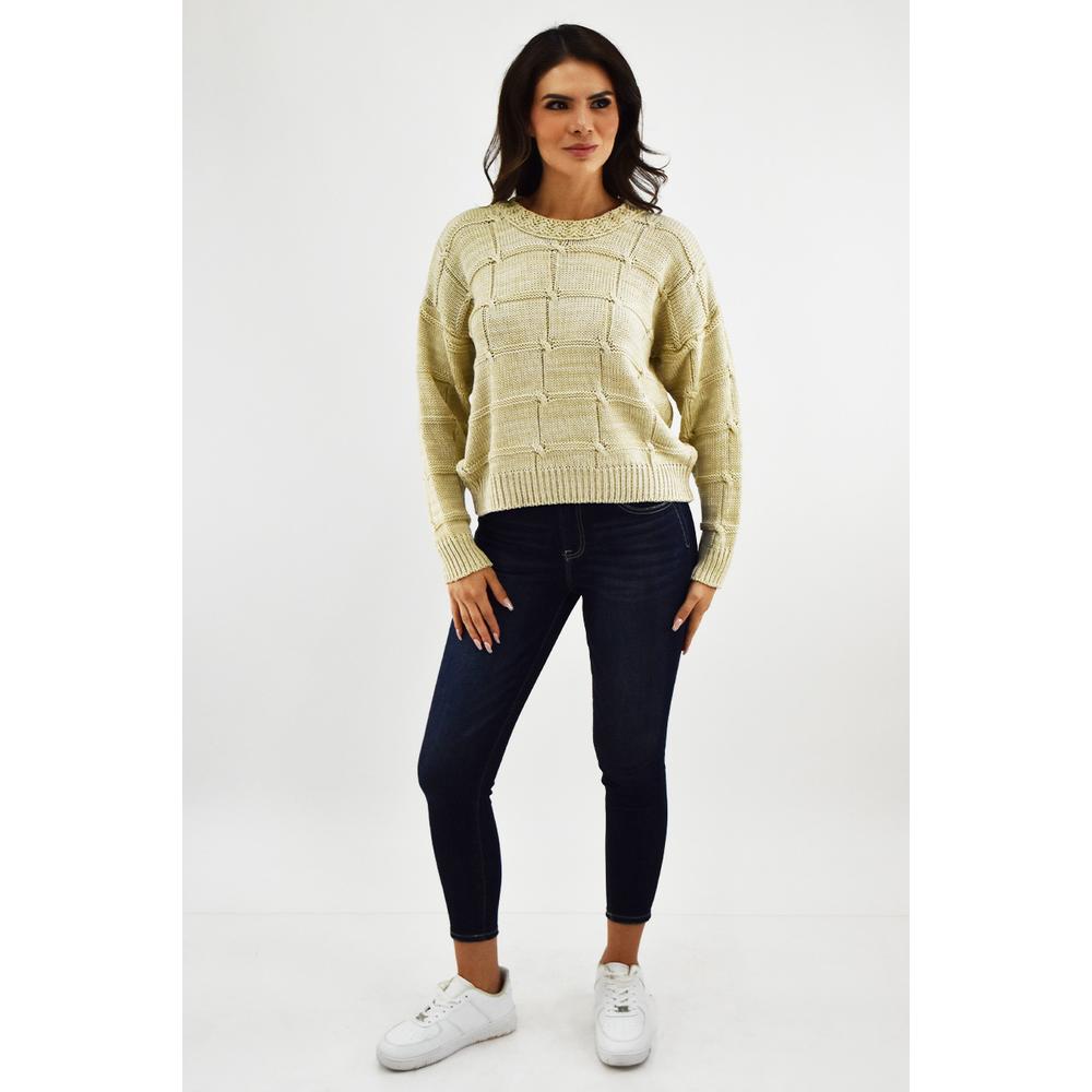 Foto 2 pulgar | Sueter Tejido Cuadrado Roman Fashion /juvenil, 3443 (beige) Beige