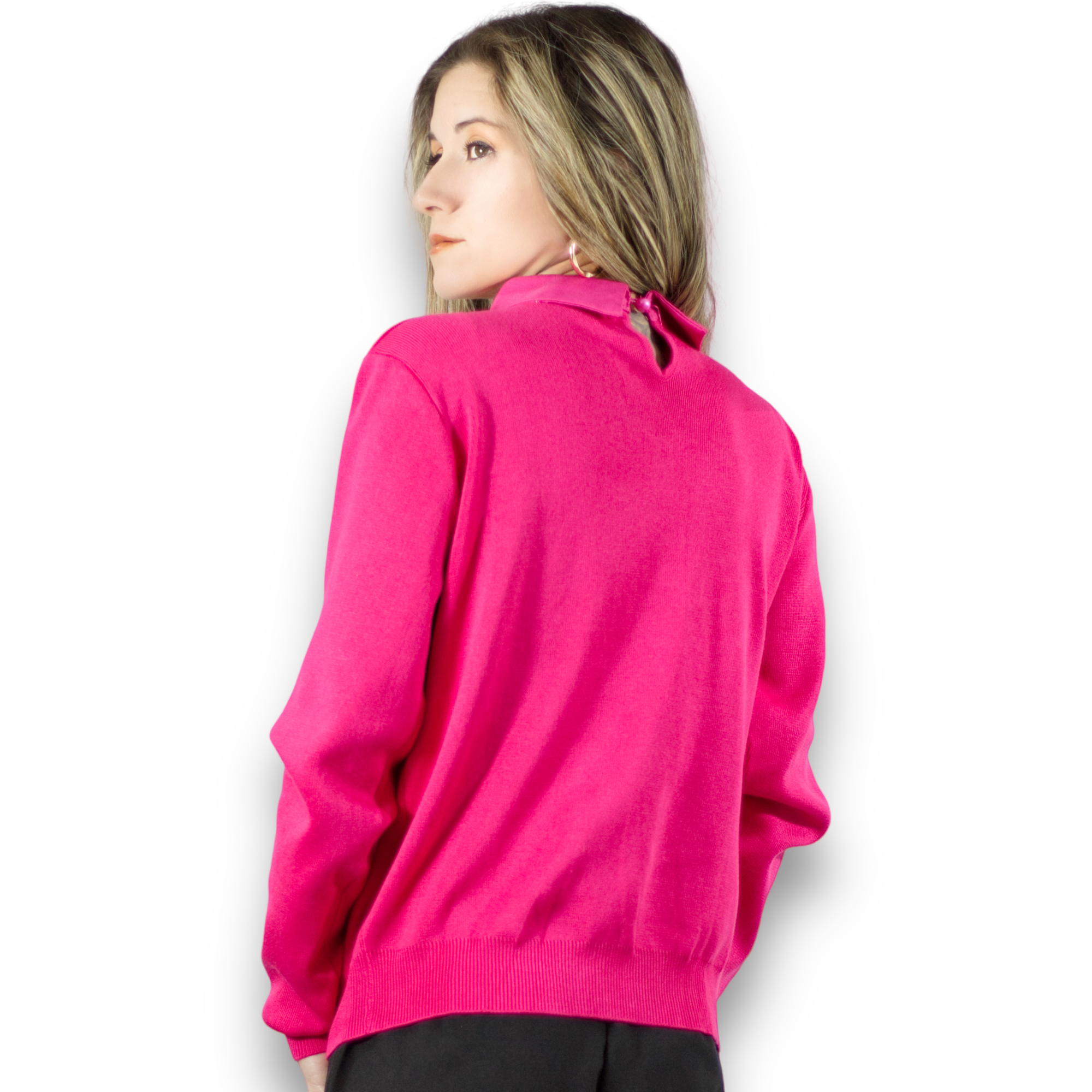 Foto 4 pulgar | Suéter Cuello Alto Suet-1032 Fucsia para Mujer